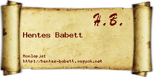 Hentes Babett névjegykártya